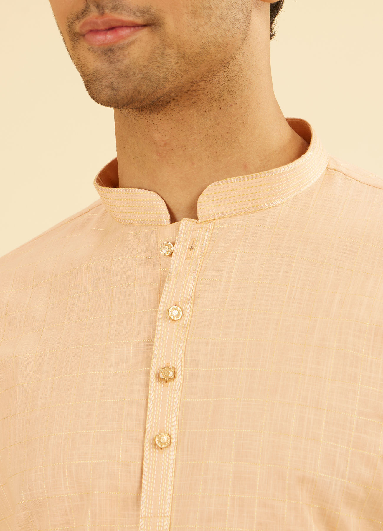 Manyavar Men Gleaming Peach Kurta