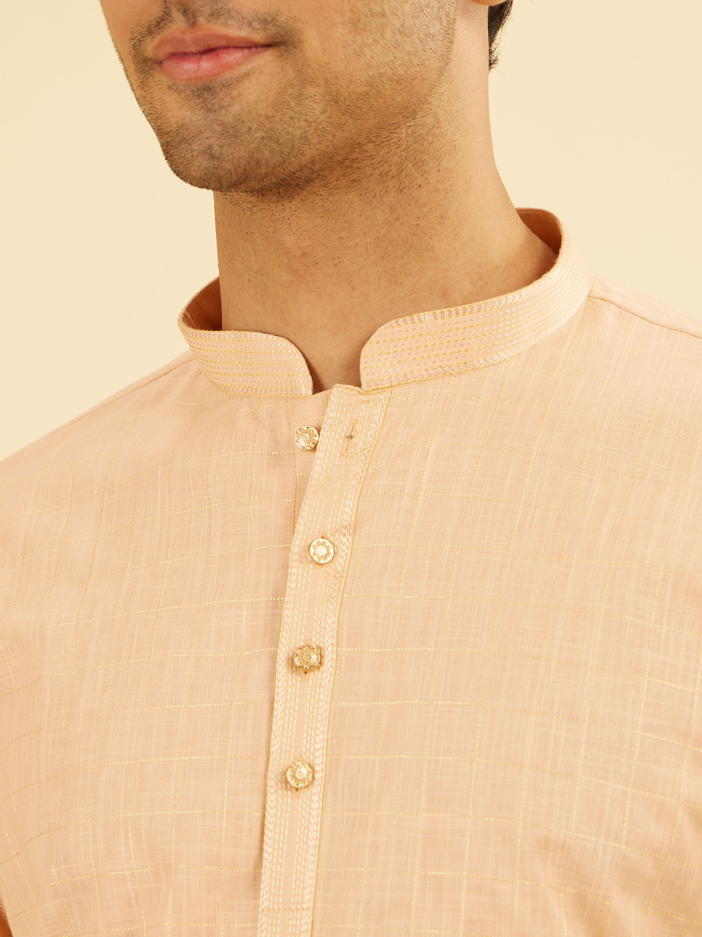 Manyavar Men Gleaming Peach Kurta