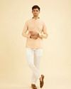 Manyavar Men Gleaming Peach Kurta