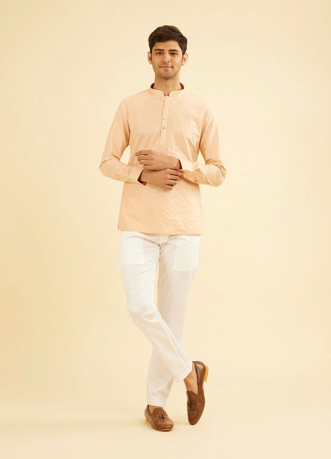 Manyavar Men Gleaming Peach Kurta