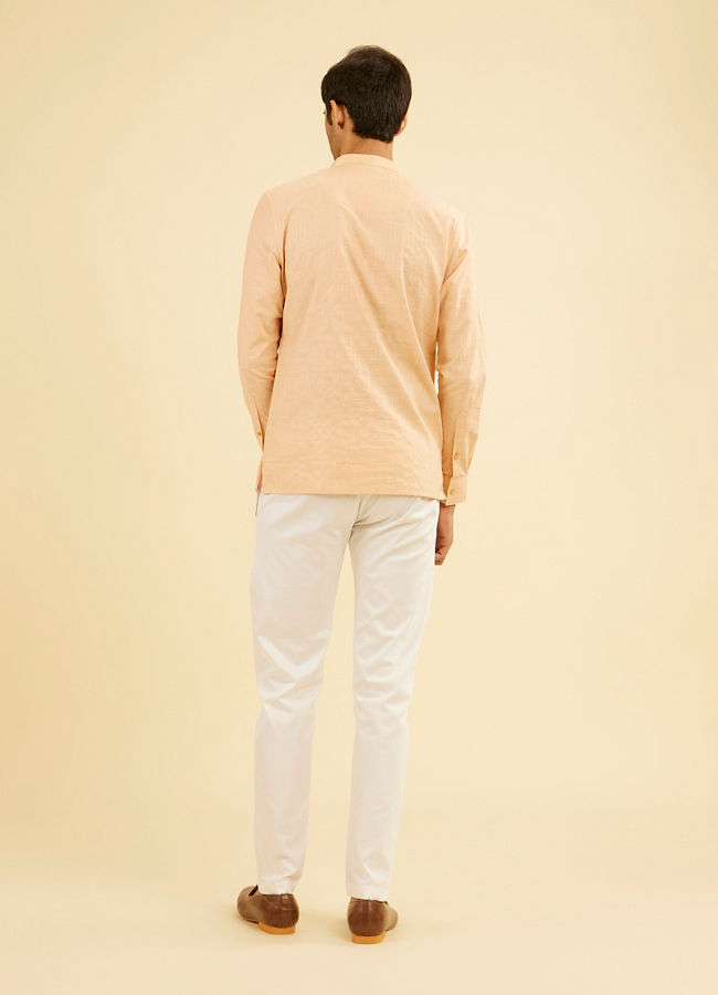 Manyavar Men Gleaming Peach Kurta