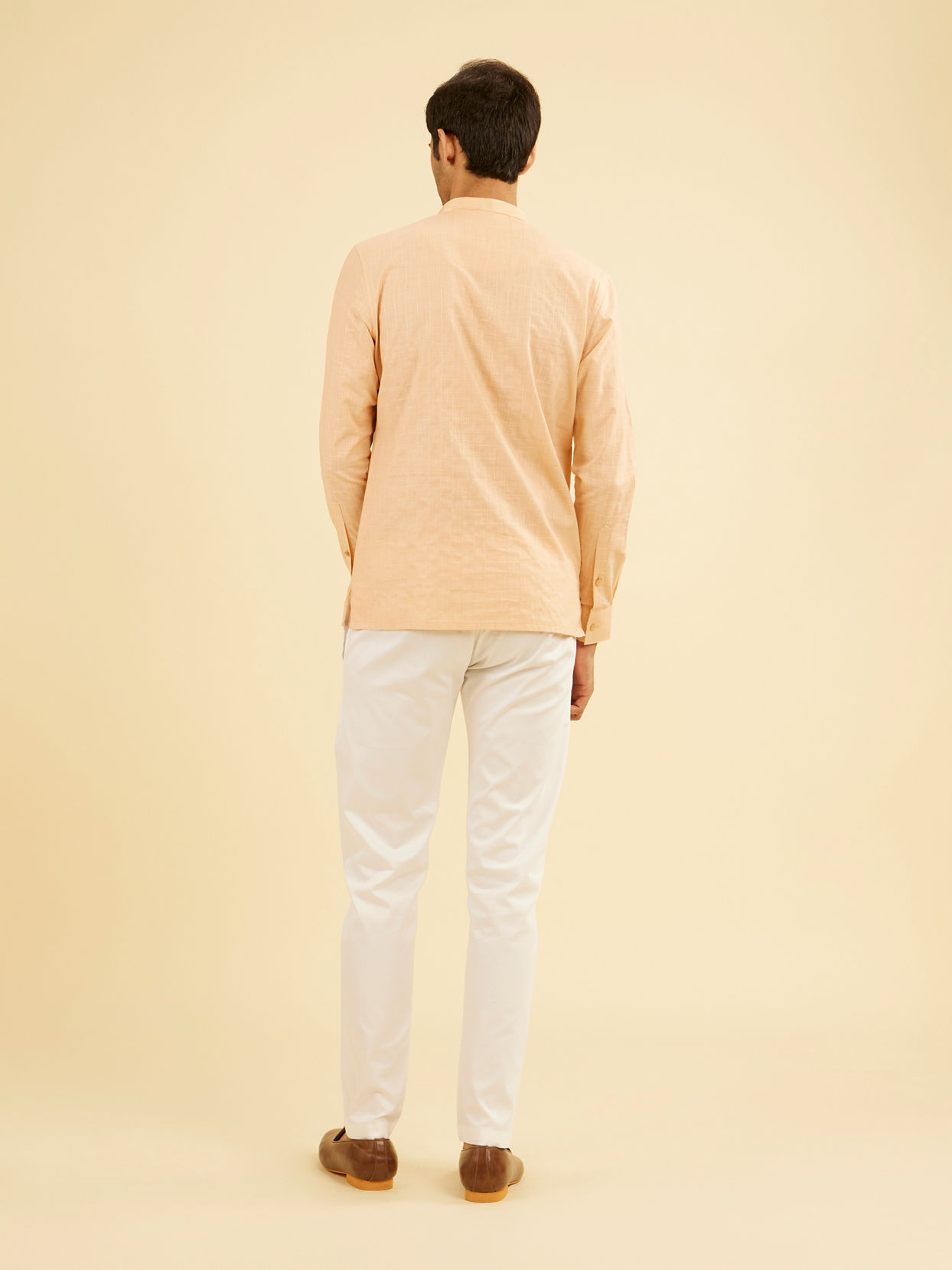 Manyavar Men Gleaming Peach Kurta