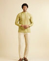 Manyavar Men Light Green Self Patterned Short Kurta