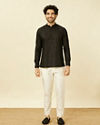 alt message - Manyavar Men Ebony Black Short Kurta image number 2