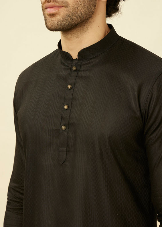 Manyavar Men Ebony Black Short Kurta