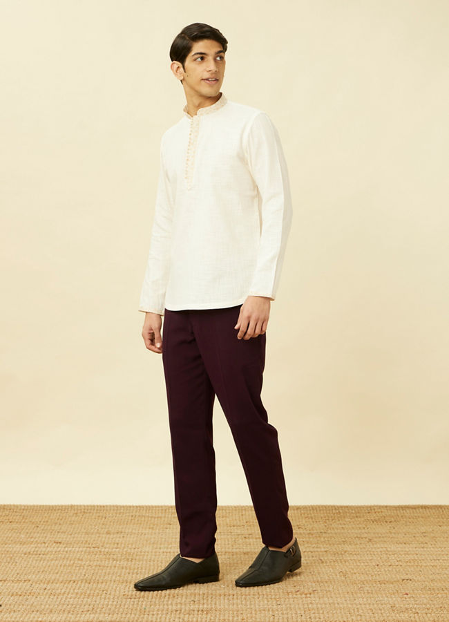 Manyavar Men Antique White Short Kurta