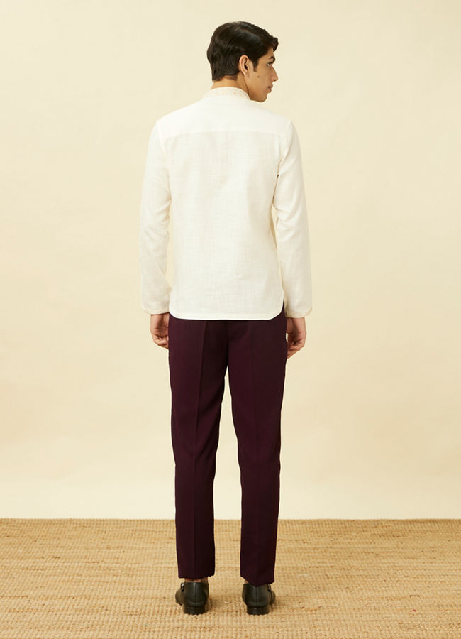 Manyavar Men Antique White Short Kurta