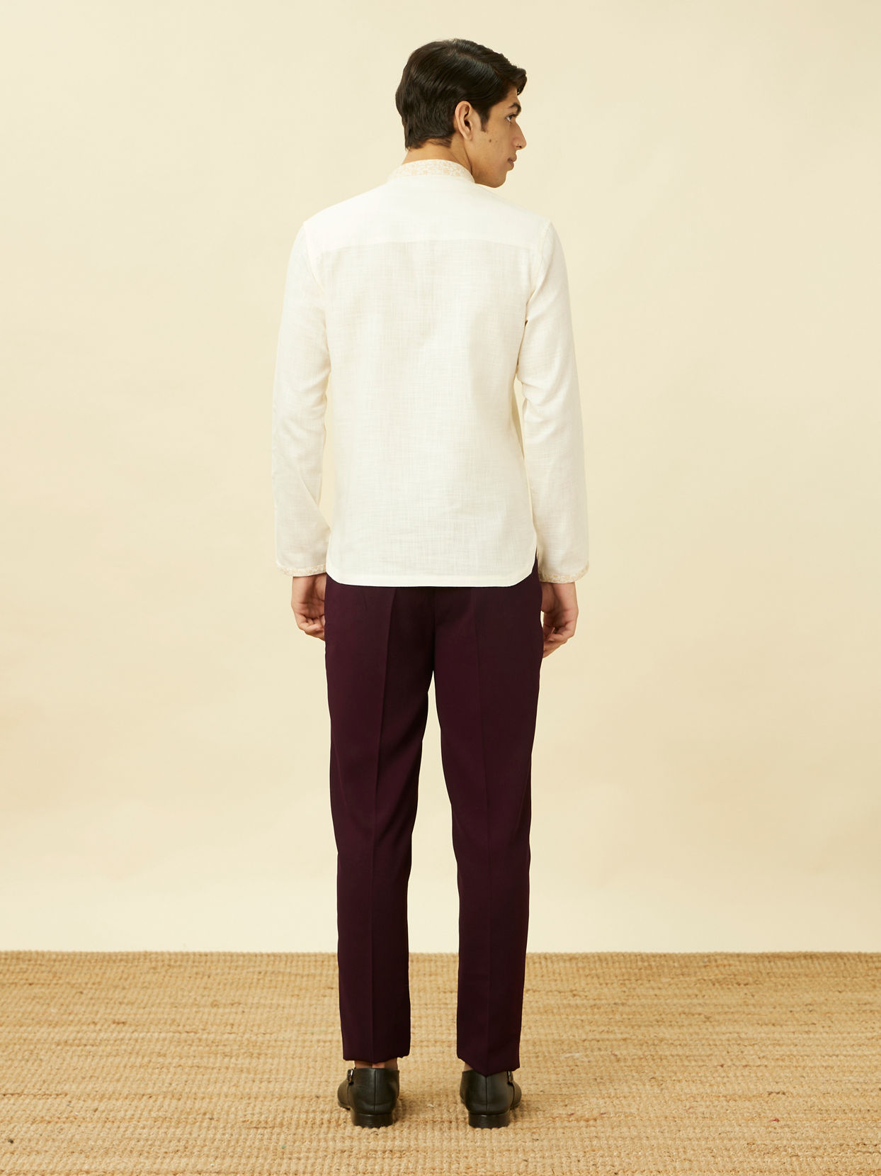 Manyavar Men Antique White Short Kurta