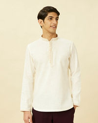 Manyavar Men Antique White Short Kurta