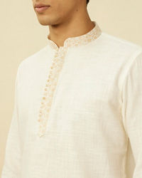 Manyavar Men Antique White Short Kurta