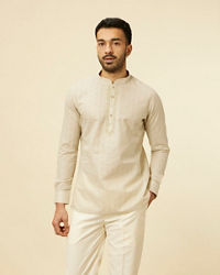 Manyavar Men Pista Green Diamond Patterned Short Kurta