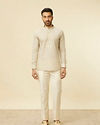 Manyavar Men Pista Green Diamond Patterned Short Kurta