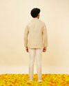 Manyavar Men Cream Beige Embroidered Placket Short Kurta