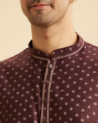 Manyavar Men Wine hued Short Kurta
