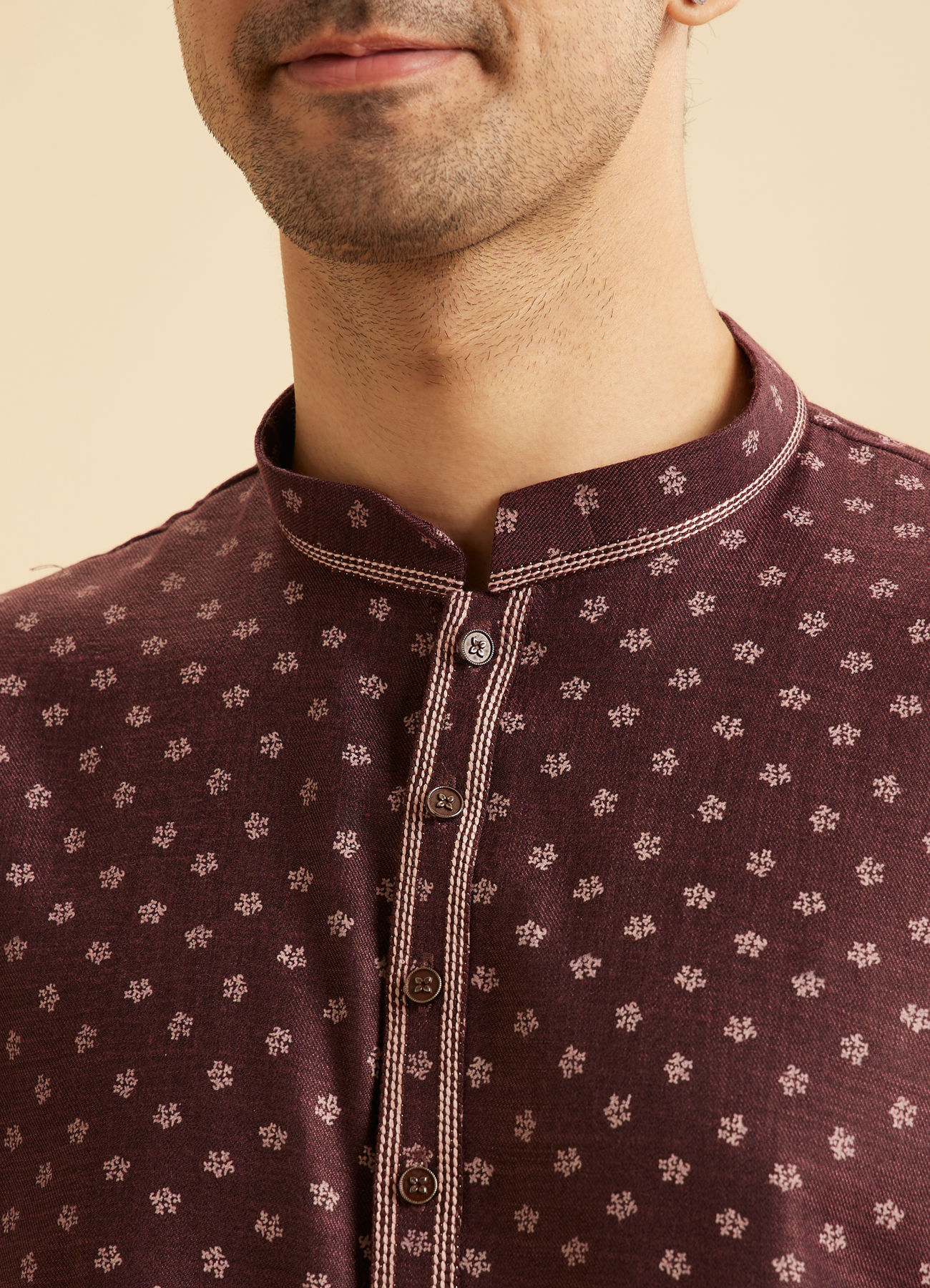 Manyavar Men Wine hued Short Kurta