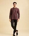 Manyavar Men Wine hued Short Kurta