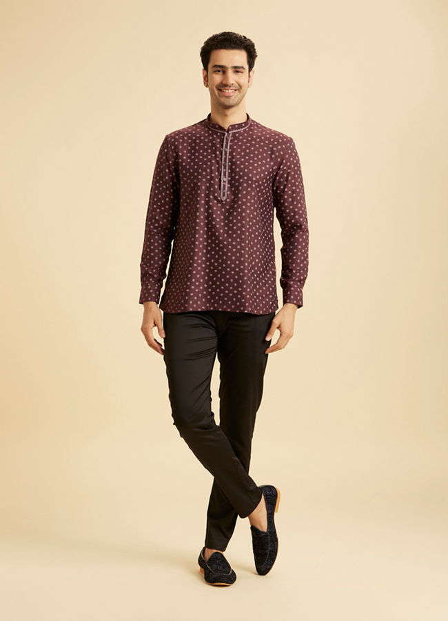 Manyavar Men Wine hued Short Kurta