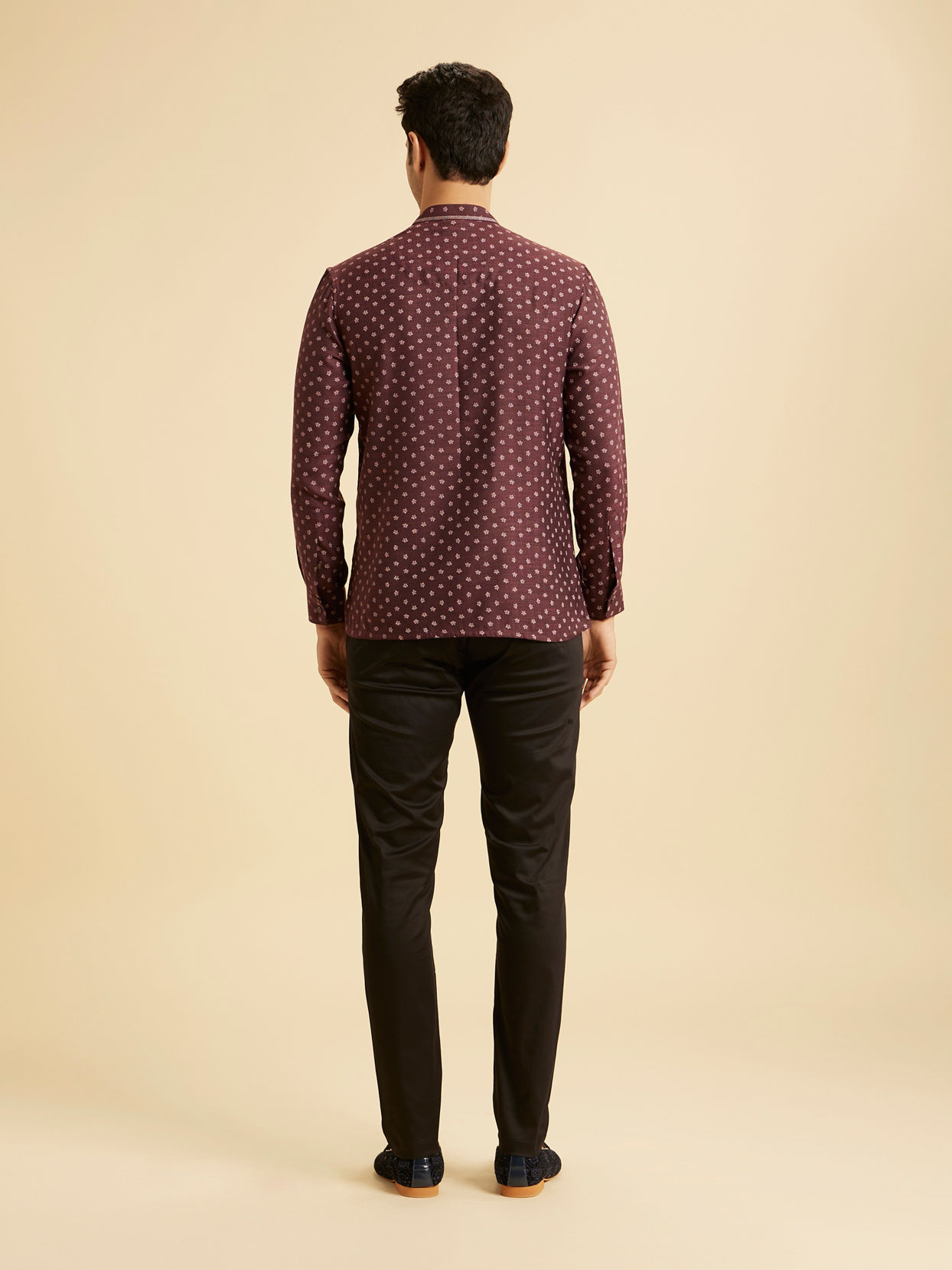 Manyavar Men Wine hued Short Kurta