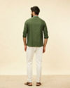Manyavar Men Green Foil Print Zari Embroidered Kurta