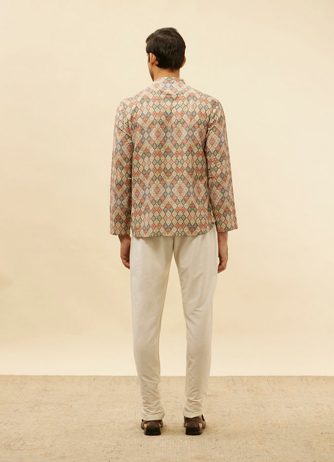 Beige Harlequin Printed Short Kurta