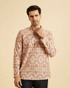 Beige Harlequin Printed Short Kurta