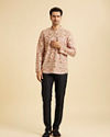 Manyavar Men Beige Harlequin Printed Short Kurta