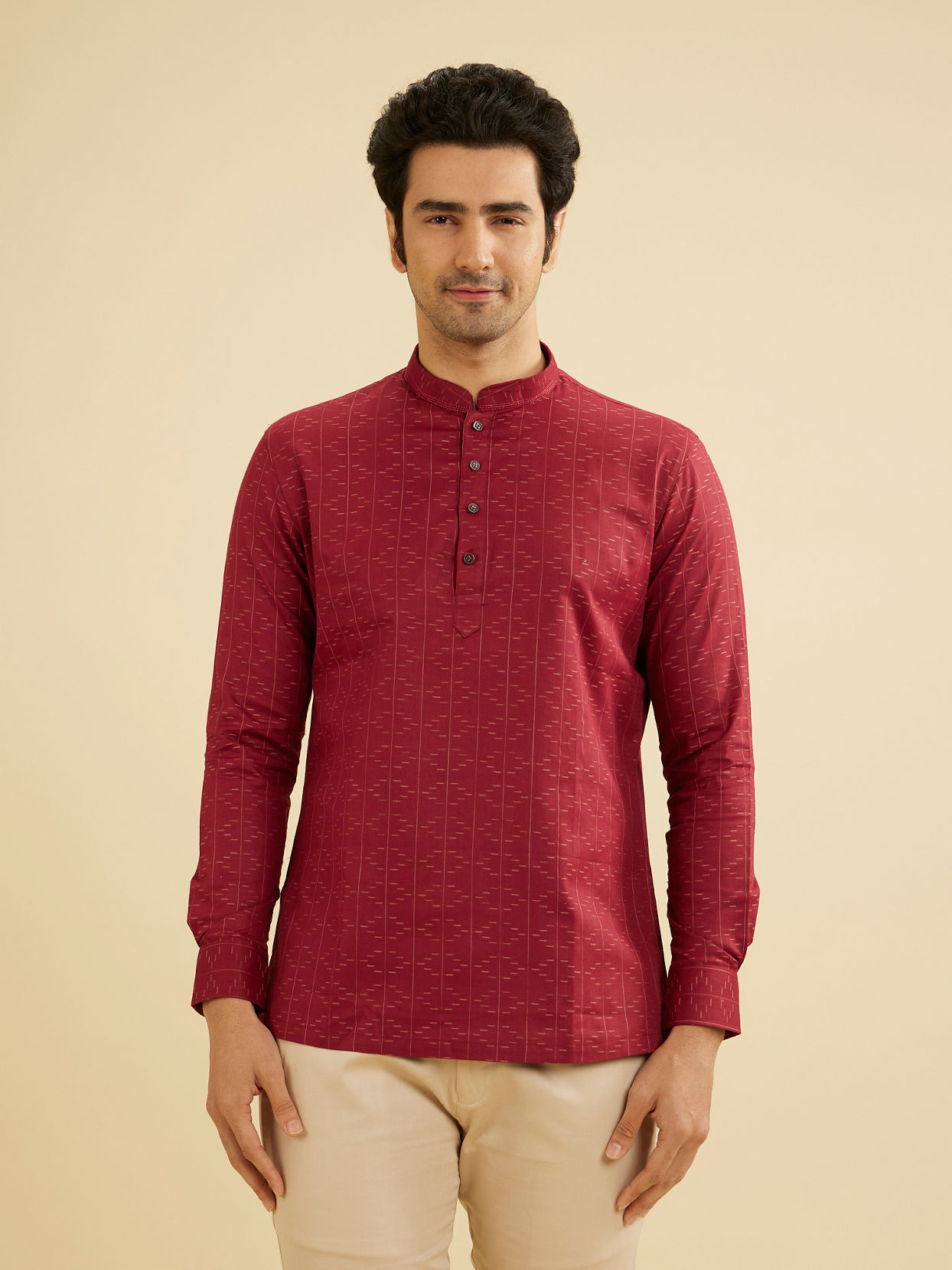 Manyavar Men Regal Maroon Celebration Kurta image number 0