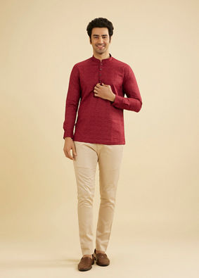 Manyavar Men Regal Maroon Celebration Kurta image number 2