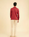 Manyavar Men Maroon Red Linear Patterned Short Kurta