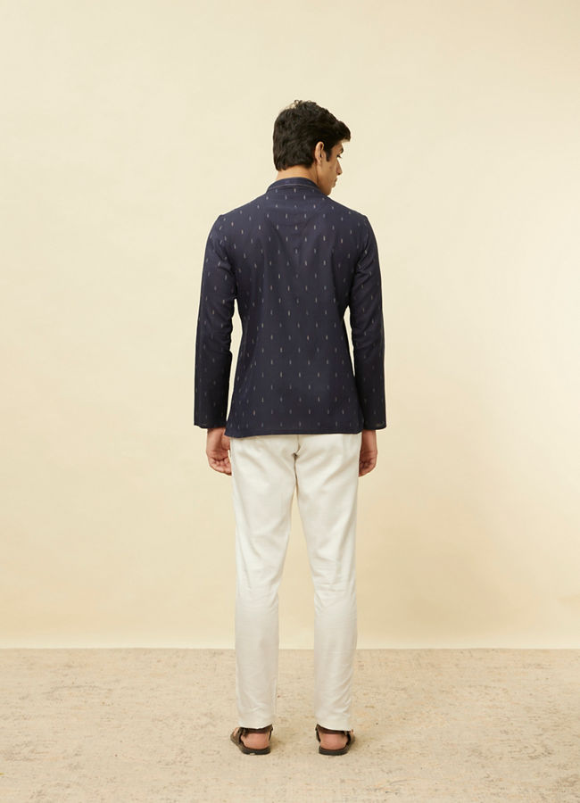 Manyavar Men Violet Blue Buta Patterned Short Kurta