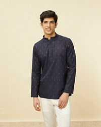 Manyavar Men Violet Blue Buta Patterned Short Kurta