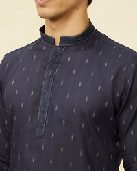 Manyavar Men Violet Blue Buta Patterned Short Kurta