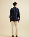 alt message - Manyavar Men Dark Blue Embroidered Short Kurta image number 3