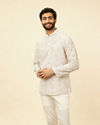 alt message - Manyavar Men Hunter Green Buta Patterned Short Kurta image number 0