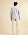 Manyavar Men Light Grey Grid Patterned Short Kurta
