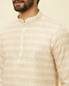 alt message - Manyavar Men Buttercream Harlequin Printed Short Kurta image number 1