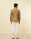 alt message - Manyavar Men Sepia Yellow Bel Buti Printed Short Kurta image number 3