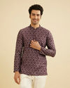 Manyavar Men Regal Wine Short Kurta image number 0