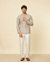 alt message - Manyavar Men Beige Buta Printed Short Kurta image number 2