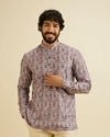 alt message - Manyavar Men Peach Elegance Cotton Kurta image number 0