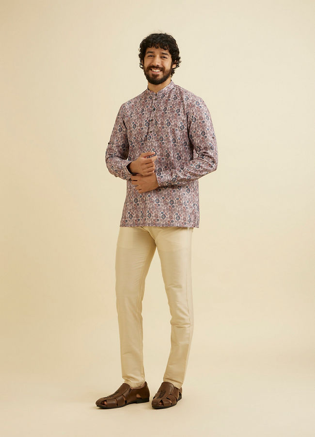 alt message - Manyavar Men Peach Elegance Cotton Kurta image number 3