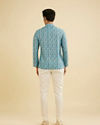 Manyavar Men Turquoise Blue Buta Printed Short Kurta