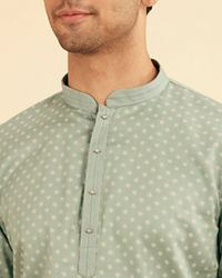 Manyavar Men Aqua Green Buta Print Short Kurta