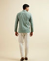 alt message - Manyavar Men Aqua Green Buta Print Short Kurta image number 3