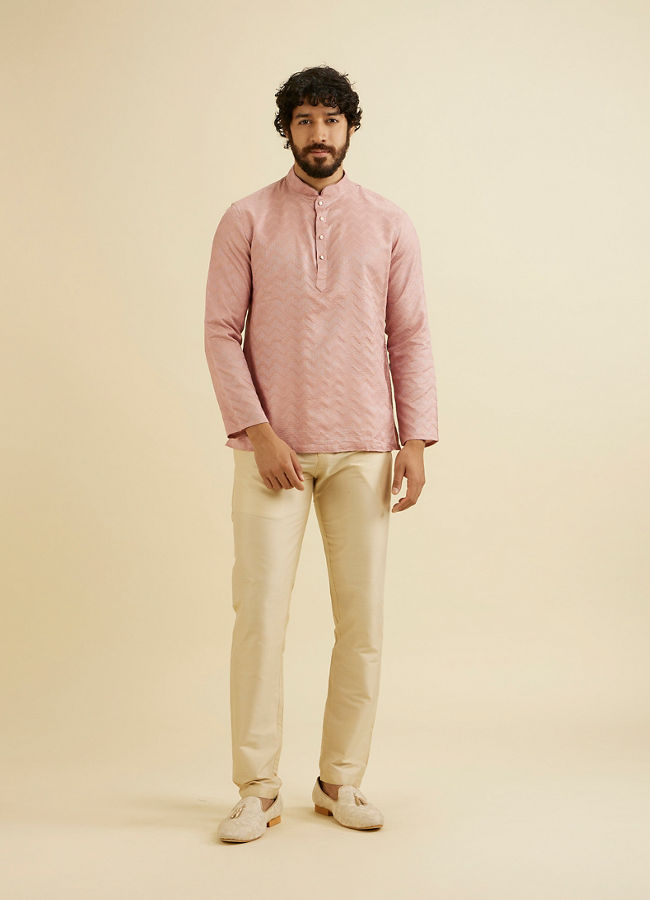 alt message - Manyavar Men Pink Resplendence Short Kurta image number 2