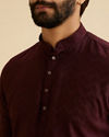 Manyavar Men Wine Elegance Short Kurta