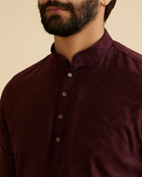 Manyavar Men Wine Elegance Short Kurta