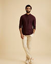 Manyavar Men Wine Elegance Short Kurta