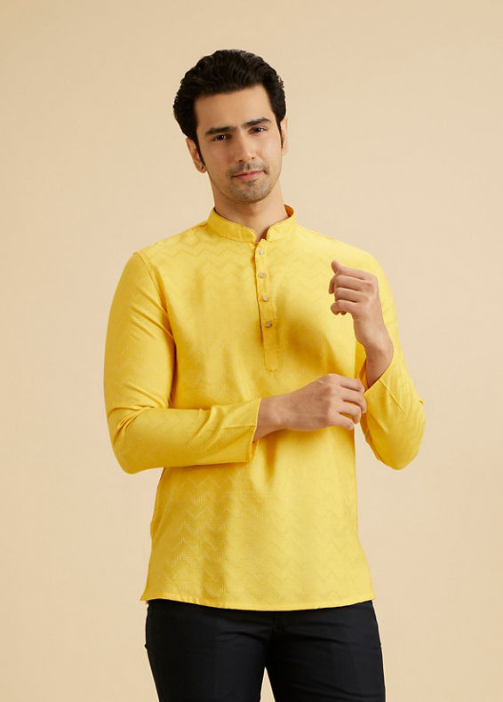 Manyavar Men Mustard Melody Short Kurta