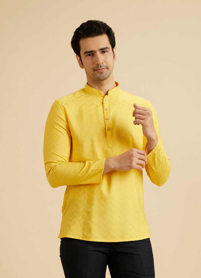 Manyavar Men Mustard Melody Short Kurta